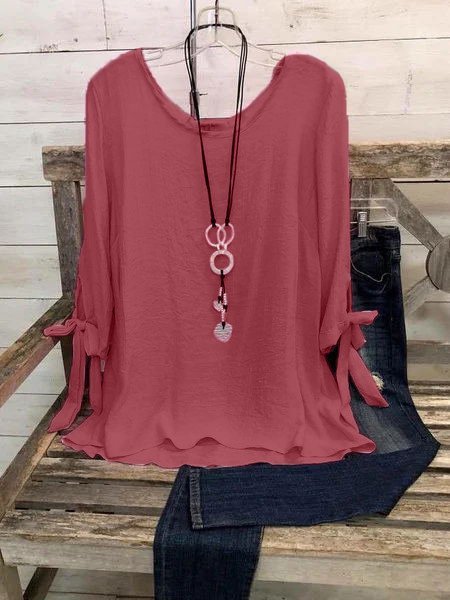 

Top a O-collo Casuale, Rosa rosso, T-Shirts