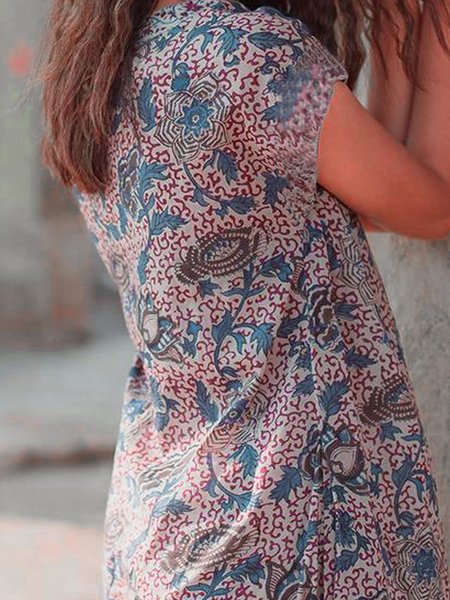 

Abito Vintage Stampato di Cotone, Come immagine, Casual Dresses