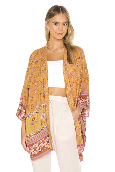 Orange Floral Long Sleeve Cardigan, Cardigans