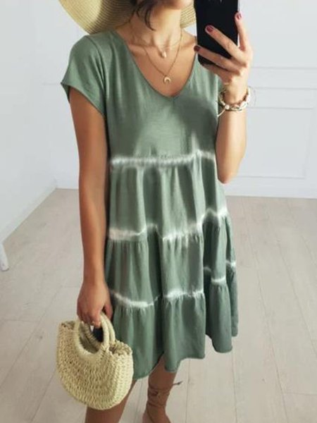 Abito Casuale, Verde, Mini Dresses