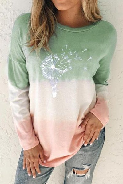 

Casual Printed Sweatshirts, Green, Tops