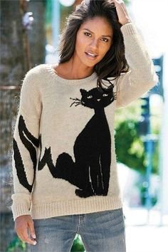 

Printed Casual Sweater, White, Tops