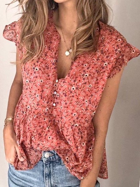 

Top con Scollo a V Dritto, Rosso, Tops