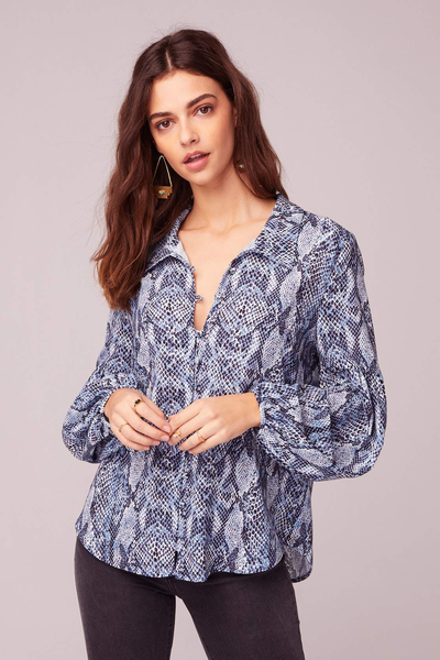 

Blue Tc Snakeskin Shift Long Sleeve Blouse, Shirts & Blouses