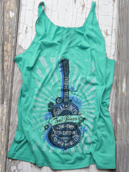 

Casuale senza maniche Girocollo taglia grande Top, Verde, Tank Top