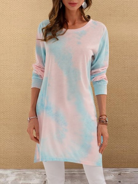 

Blue Pink Crew Neck Casual Ombre/tie-Dye Top, Hoodies and Sweatshirts