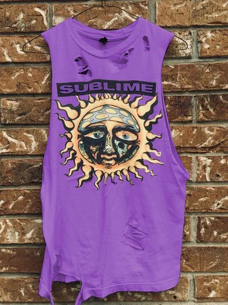 

Top Casuale senza maniche Girocollo, Viola, Tank Top