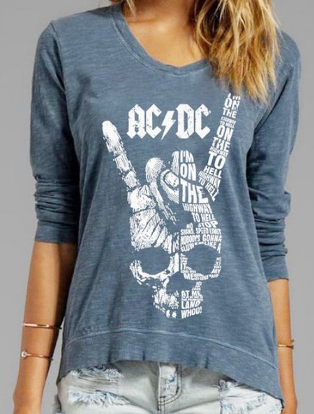 

Blue Floral-Print Long Sleeve Shirts & Tops, Hoodies&Sweatshirts