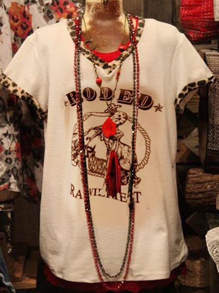 

White Short Sleeve Crew Neck Printed Jersey T-shirt, Email discount