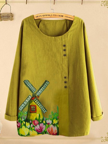 

Yellow Cotton-Blend Vintage Shirts & Tops, Blouses
