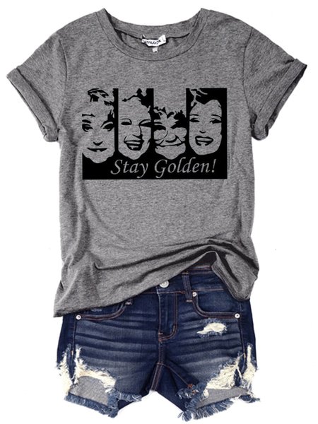 

Gray Cotton-Blend Short Sleeve Crew Neck Shirts & Tops, T-shirts