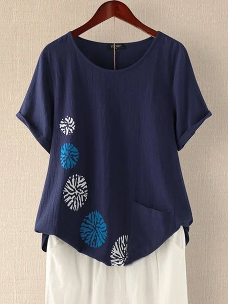 

Blue Casual Floral-Print Top, Tops