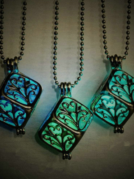 

New Square Tree Of Life Luminous Necklace, Green, Necklaces