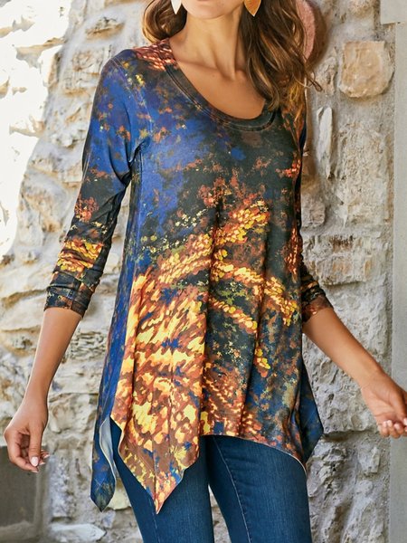 

Blue Cotton-Blend Long Sleeve Printed Crew Neck Hoodies & Sweatshirts, Hoodies & Sweatshirts