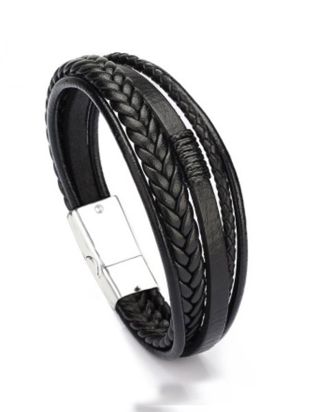 

Pu Bracelets, Solid black, Bracelets