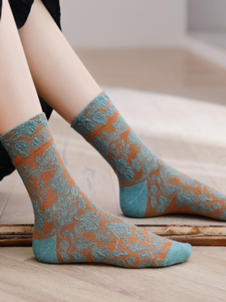 

Calzini Vintage Floreale, Verde, Socks