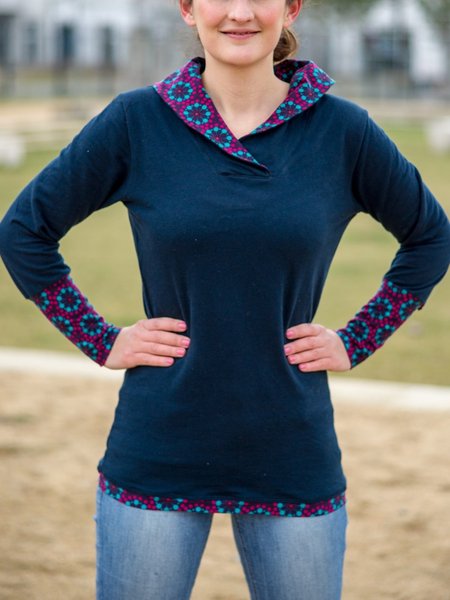 

Printed Casual Long Sleeve Sweatshirt, Navy blue, Hoodies&Sweatshirts