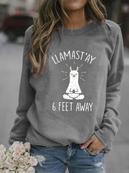 

Llamast'ay 6 Feet Away Long Sleeve Sweatshirt, Gray, Hoodies&Sweatshirts