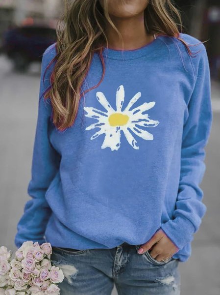 

Blue Long Sleeve Cotton-Blend Crew Neck Sweatshirts, Hoodies&Sweatshirts