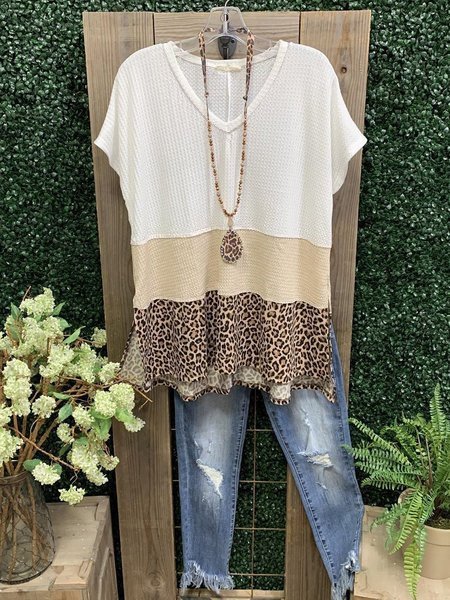 

Top con Scollo a V, Bianco, T-Shirts