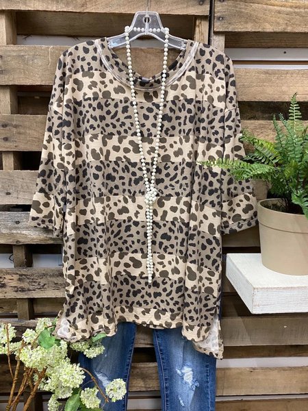

Leopardo Casuale Girocollo Mezza Manica Top, Blouses & Shirts