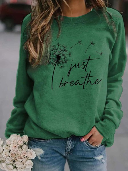 

Women's Dandelion Printed Casual Sweatshirt, Green, Hoodies&Sweatshirts