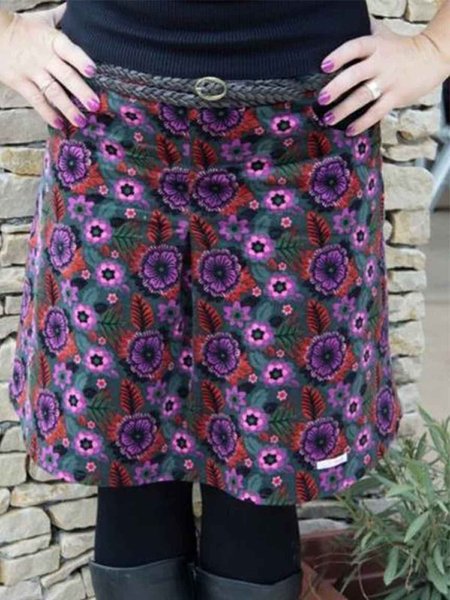 

Vintage Printed Skirts, Purple, Bottoms