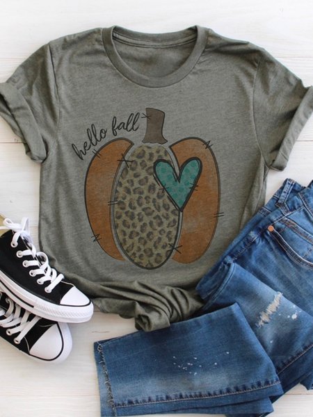 

Hello Fall Pumpkin Tee, Gray, T-shirts