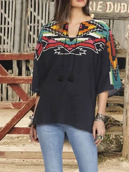 

Black Jersey V Neck Vintage Shift Tops, Email discount