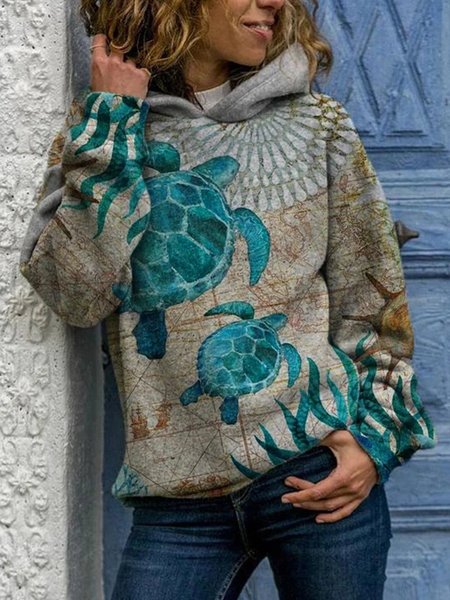 

Gray Printed Casual Animal Printed Sweatshirt, Hoodies&Sweatshirts