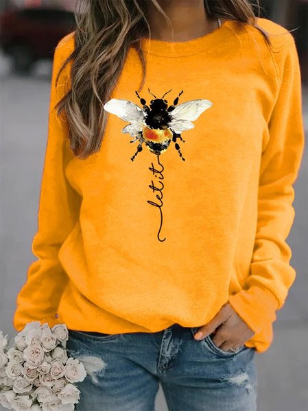 

Maniche Lunghe Stampato Girocollo Casuale Felpa Misto Cotone, Giallo, Hoodies & Sweatshirts