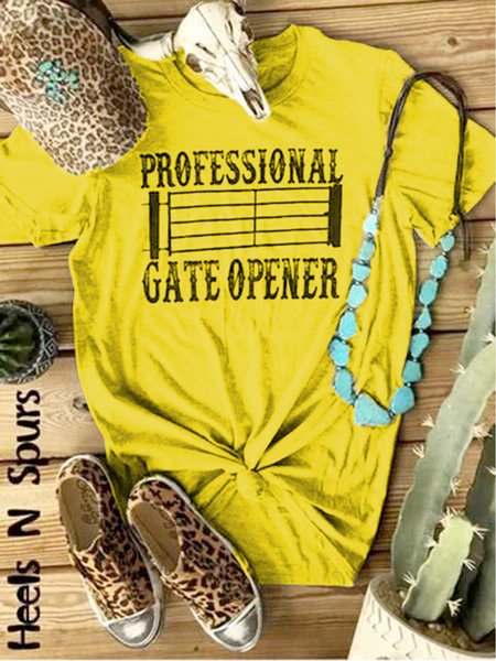 

Gray Short Sleeve Jersey Shift Printed Shirts & Tops, Yellow, Tops