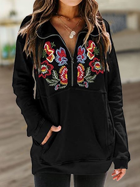 

As Picture Cotton-Blend Embroidered Casual Sweatshirt, Hoodies&Sweatshirts