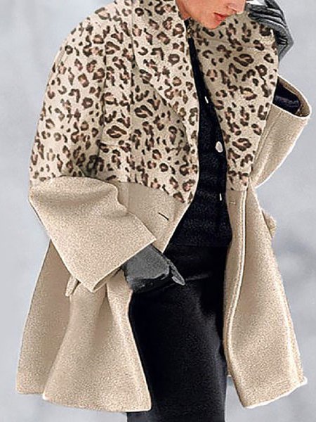 

Long Sleeve Leopard Jacket, Beige, Coats