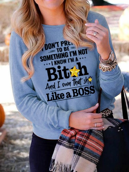 

Blue Floral-Print Long Sleeve Crew Neck Shirts & Top, Hoodies&Sweatshirts
