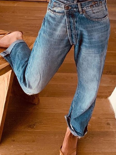 

Plus Size Casual Pockets Denim Pant, Red, Jeans