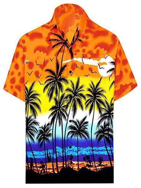 Beach Shirts, Orange, Men's Top