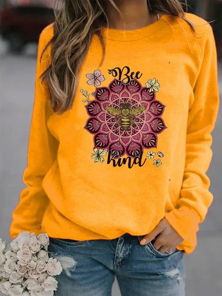 

Maniche Lunghe Girocollo Casuale Stampato Felpa, Giallo, Hoodies & Sweatshirts