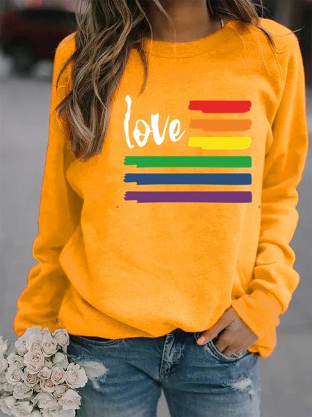 

Casuale Girocollo Stampato Felpa Misto Cotone, Giallo, Hoodies & Sweatshirts