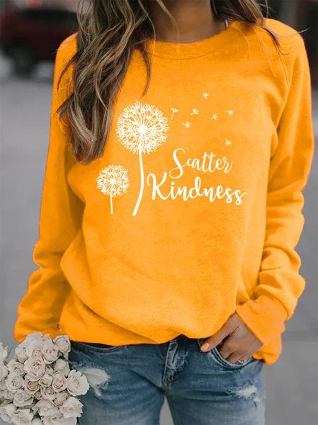 

Stampato Girocollo Casuale Felpa Misto Cotone, Giallo, Hoodies & Sweatshirts