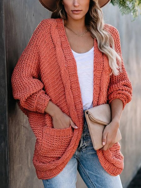 

women's V Neck Casual Jacket, Wine red, Cardigans