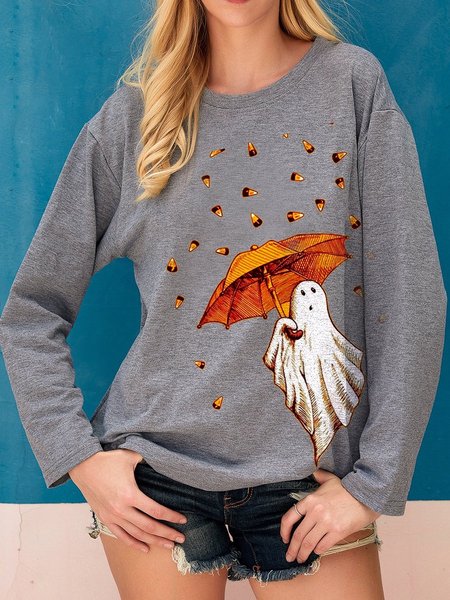 

Gray Long Sleeve Cotton-Blend Shirts & Top, Hoodies&Sweatshirts