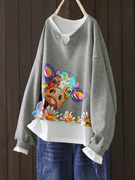 

Gray Vintage Floral-Print Shirts & Tops, Tops