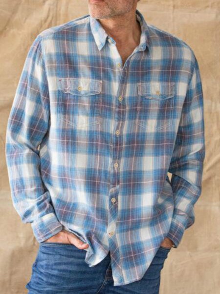 

Blue Vintage V Neck Cotton Shirts & Tops, Men's Floral shirt