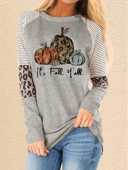 

Women's Thanksgiving Pumpkin Leopard Print T-shirt, Gray, Hoodies&Sweatshirts
