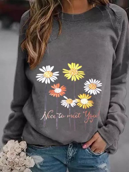 

Taglia Grande Maniche Lunghe Girocollo Casuale Top Misto Cotone, Rosso, Hoodies & Sweatshirts