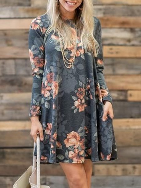 

Abito Maniche Lunghe Casuale Patchwork Multicolore, Midi Dresses