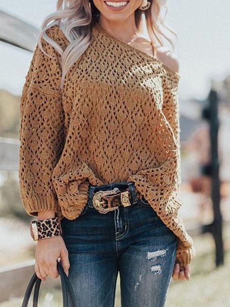 

Yellow Brown Crew Neck Long Sleeve Shirts & Tops, Tops