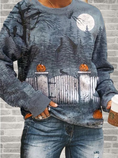 

Light Blue Crew Neck Printed Outdoor Sweatshirt, Hoodies & Sweatshirts
