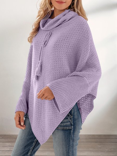 

Purple Acrylic Plain Long Sleeve Casual Sweater, Sweaters